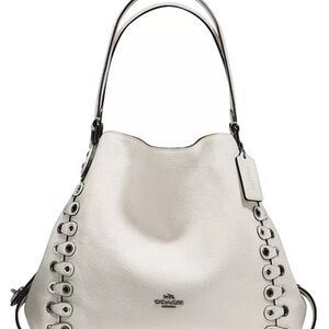 Coach Edie Cream Leather Hobo Bag